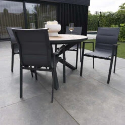 Giga Meubel Dining Tuinstoel Aluminium Antraciet - Zithoogte 45cm - Stoel Quin -VIDAXL Winkel 42070c9f3e34486e9dfb36b46859bb0b
