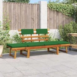 VidaXL - Tuinbank 2-in-1 - Groen - Acaciahout - 190 Cm - Met Kussens -VIDAXL Winkel 432c132aefda44bcac8b787c0ec56e22