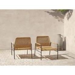 PRASIMO - Tuinstoel Set Van 2 - Naturel - PE Rotan -VIDAXL Winkel 44882e1ace0a479fb172f24079e0a7c5