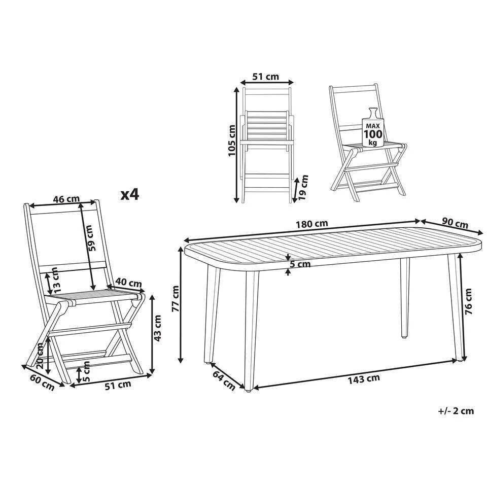 PARAGGI - Tuinset 4-zits - Bruin - Acaciahout 5 PARAGGI - Tuinset 4-zits - Bruin - Acaciahout - Afbeelding 3