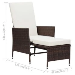 VidaXL - Tuinstoel - Bruin - Poly Rattan - Verstelbaar - Met Kussens -VIDAXL Winkel 4ad3c48d4dfa45e6ba444caf3bd38c97