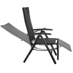 Tectake Wicker Tuinstoel Opklapbaar Met Aluminium Frame En Voetsteun, Zwart -VIDAXL Winkel 4b4182a3d46b413090db52056fc8330a