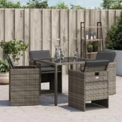 VidaXL - Tuinstoelen Met Kussens - Grijs - Poly Rattan - 4 Stuks -VIDAXL Winkel 4b8403a01a7747409e23e097b4991347