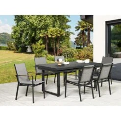Beliani Tuinstoel BUSSETO - Zwart Aluminium -VIDAXL Winkel 4f80cfa48f884d8192c93d2c0f1017d6