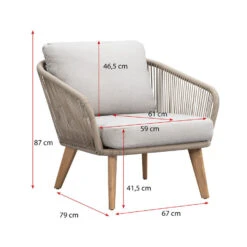 Loungestoel Nant - Wicker/acacia Taupe - 87x79x67 Cm -VIDAXL Winkel 50103036 9096