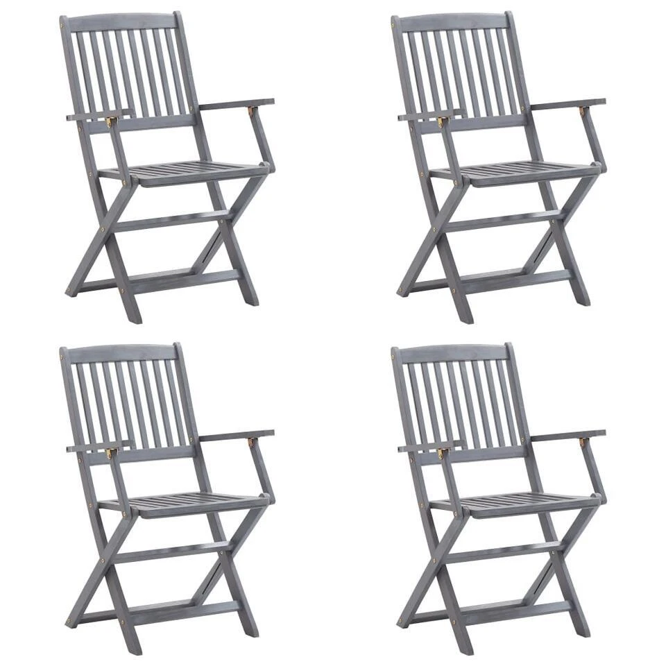 VidaXL - Tuinstoelen Met Kussens - Inklapbaar - Massief Acaciahout - 4 Stuks 4 VidaXL - Tuinstoelen Met Kussens - Inklapbaar - Massief Acaciahout - 4 Stuks - Afbeelding 2