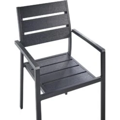 VERNIO - Tuinstoel Set Van 6 - Zwart - Kunsthout/Aluminium -VIDAXL Winkel 5507d9d3d1af479babb8f2371596f01a