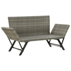 VidaXL - Tuinbank 2-in-1 - Grijs - Poly Rattan -176 Cm - Met Kussens -VIDAXL Winkel 55c25c02b3b541a8a52ed1804549dcae