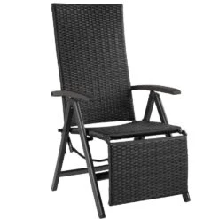 Tectake Wicker Tuinstoel Opklapbaar Met Aluminium Frame En Voetsteun, Zwart -VIDAXL Winkel 565204dce8334d56b818417ca25e1e4a