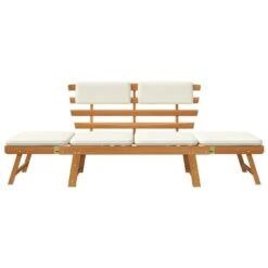 VidaXL - Tuinbank - Crème - Acaciahout - 190 Cm - 2-in-1 - Met Kussen -VIDAXL Winkel 57e349dd74454644bcd6fc1fd5b0e580