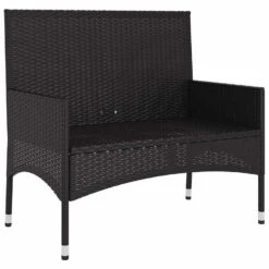 VidaXL - Tuinbank 2-zits - Zwart - Poly Rattan - Met Zwart Kussens -VIDAXL Winkel 58afe5dc5bd94695b5e98bad7791334e