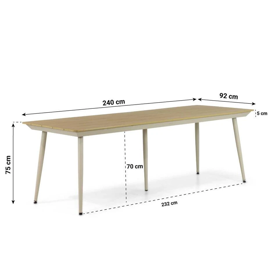 Tuinset 6 Personen 240 Cm Aluminium/rope Taupe Coco Penya/Matale 16 Tuinset 6 Personen 240 Cm Aluminium/rope Taupe Coco Penya/Matale - Afbeelding 14