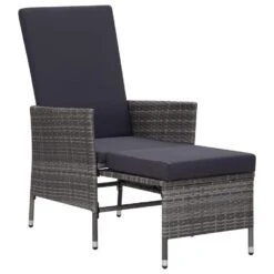 VidaXL - Tuinstoel - Grijs - Poly Rattan - Verstelbaar - Met Kussens -VIDAXL Winkel 5ab6c17d86654b24833697e1e23c620b