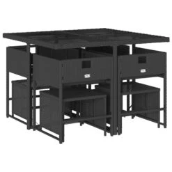 VidaXL - 9-delige Tuinset 4 Krukken Wit Kussens - Zwart - PE Rattan - 110x106 Cm -VIDAXL Winkel 5c0ad08a7210449e888896ac6375c6af