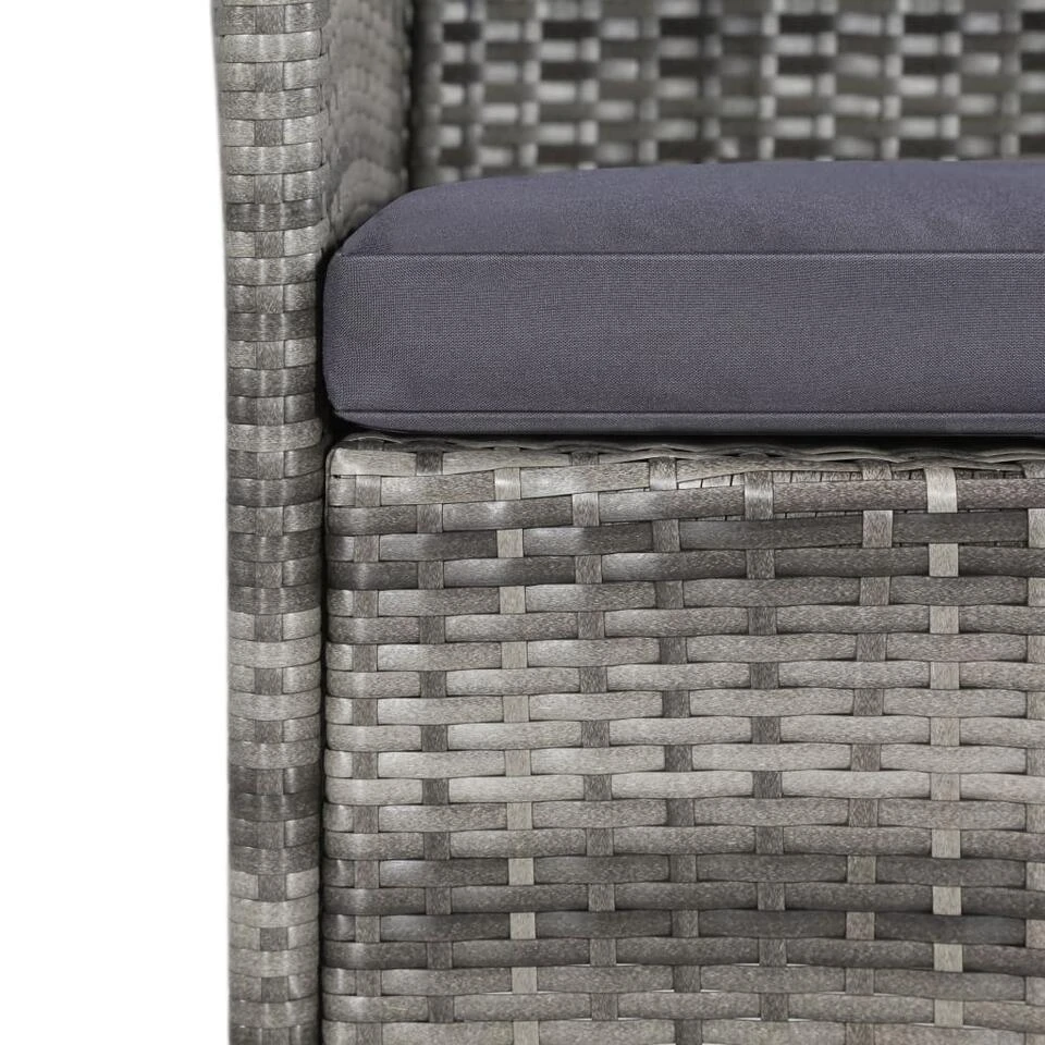 VidaXL 11-delige Tuinset Met Kussens Poly Rattan Grijs 6 VidaXL 11-delige Tuinset Met Kussens Poly Rattan Grijs - Afbeelding 4
