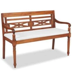 VidaXL Bank Batavia Met Kussens 120 Cm Teakhout -VIDAXL Winkel 67a5841de433493dbe5714b411c334ad