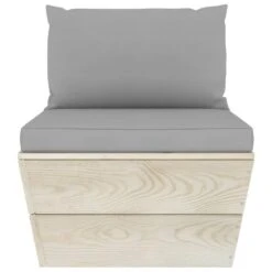 VidaXL - Tuinmiddenbank - Grijs - Geïmpregneerd Vurenhout - Met Kussens Pallet -VIDAXL Winkel 6af34917d68f4df19306e87398ff529d