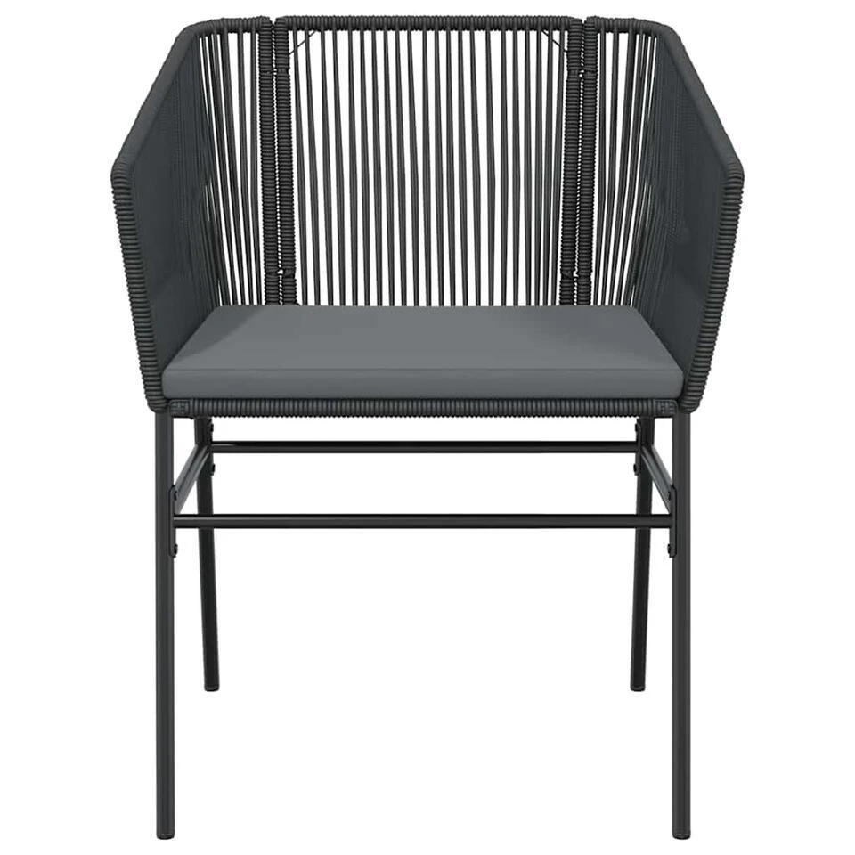 VidaXL - 5-zits Tuinset Grijs Kussens - Zwart PE Rattan En Staal - 160x80 Cm 9 VidaXL - 5-zits Tuinset Grijs Kussens - Zwart PE Rattan En Staal - 160x80 Cm - Afbeelding 7