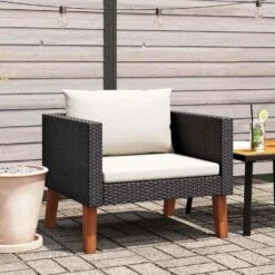 VidaXL - Tuinbank Eenzits - Zwart - Poly Rattan - Met Kussens -VIDAXL Winkel 6f17d1dc67e64a38ac58e850085c5f61