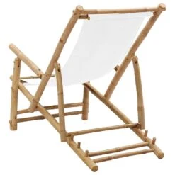 VidaXL - Terrasstoel - Wit - Bamboe En Canvas -VIDAXL Winkel 6f5b6185a6824e27a1b3d64a6936e209