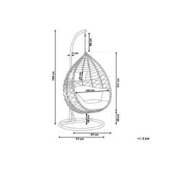 ARSITA - Hangstoel - Grijs - 100 Cm - PE Rotan -VIDAXL Winkel 71502186d9f3424f8bbb8b728a247952