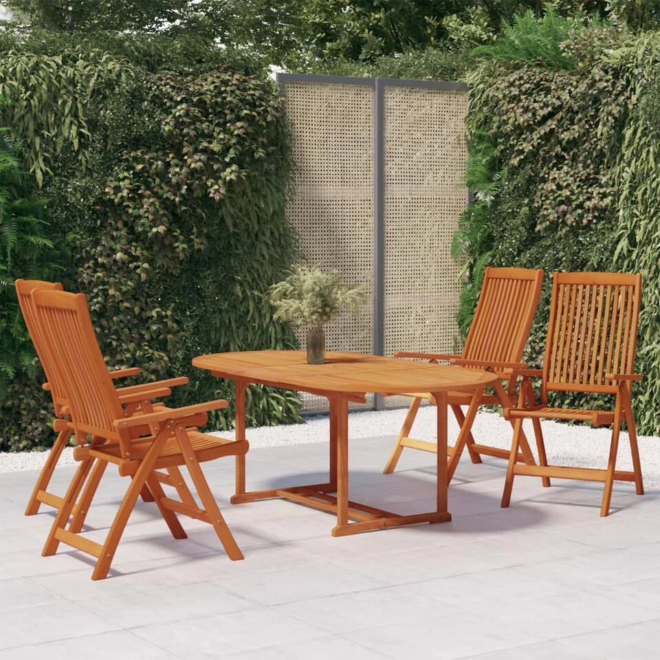 VidaXL - 5-delige Tuinset 4 Fauteuils Massief Eucalyptushout - (150-200)x100 Cm 4 VidaXL - 5-delige Tuinset 4 Fauteuils Massief Eucalyptushout - (150-200)x100 Cm - Afbeelding 2