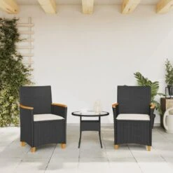 VidaXL - Tuinstoelen Met Kussens - Zwart - Poly Rattan En Hout - 2 Stuks -VIDAXL Winkel 75deae034ce7453c922b534f4c49fdd2