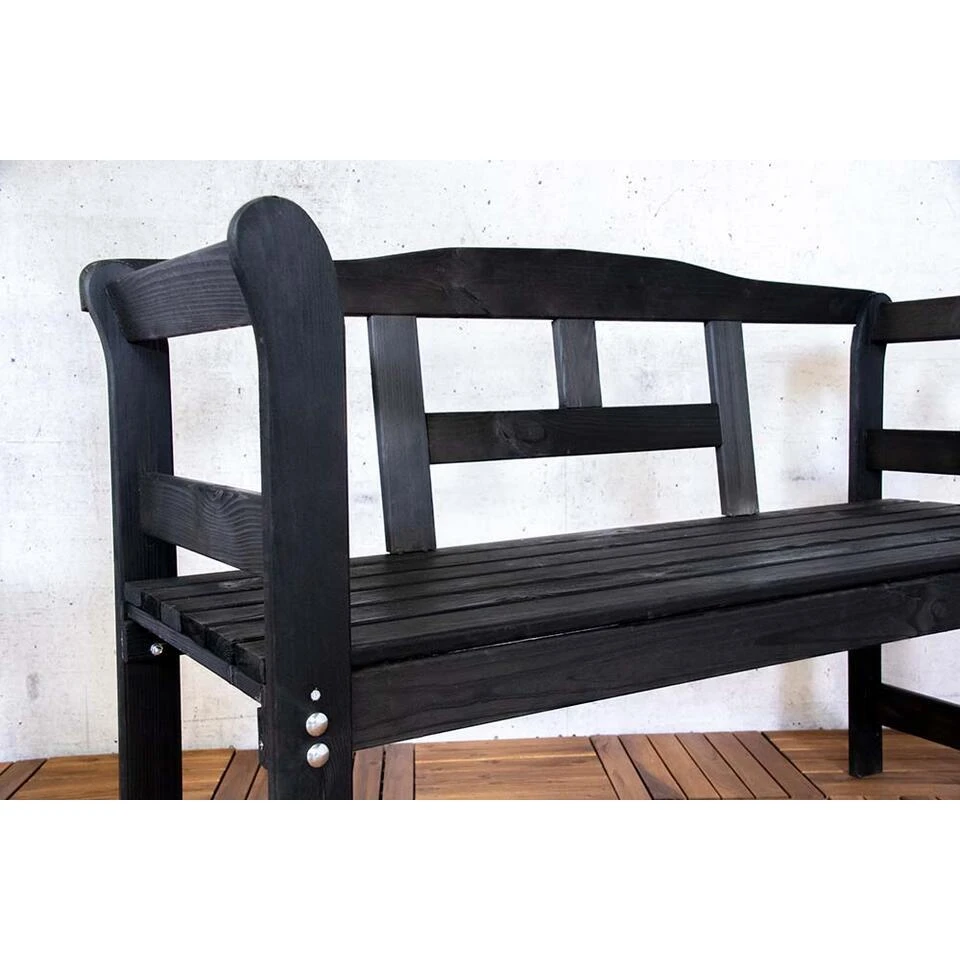 SenS-Line Friesen Tuinbank - Hout - Zwart 4 SenS-Line Friesen Tuinbank - Hout - Zwart - Afbeelding 2