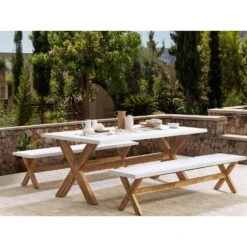 Beliani Tuinbank OLBIA - Wit Vezelcement -VIDAXL Winkel 79ad780eba0b45e7b3a801e5896de164