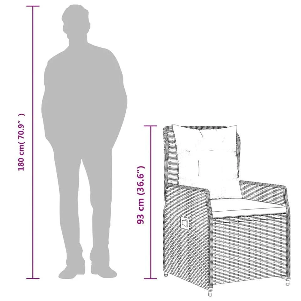 VidaXL - Tuinstoel - Bruin - Poly Rattan 13 VidaXL - Tuinstoel - Bruin - Poly Rattan - Afbeelding 11