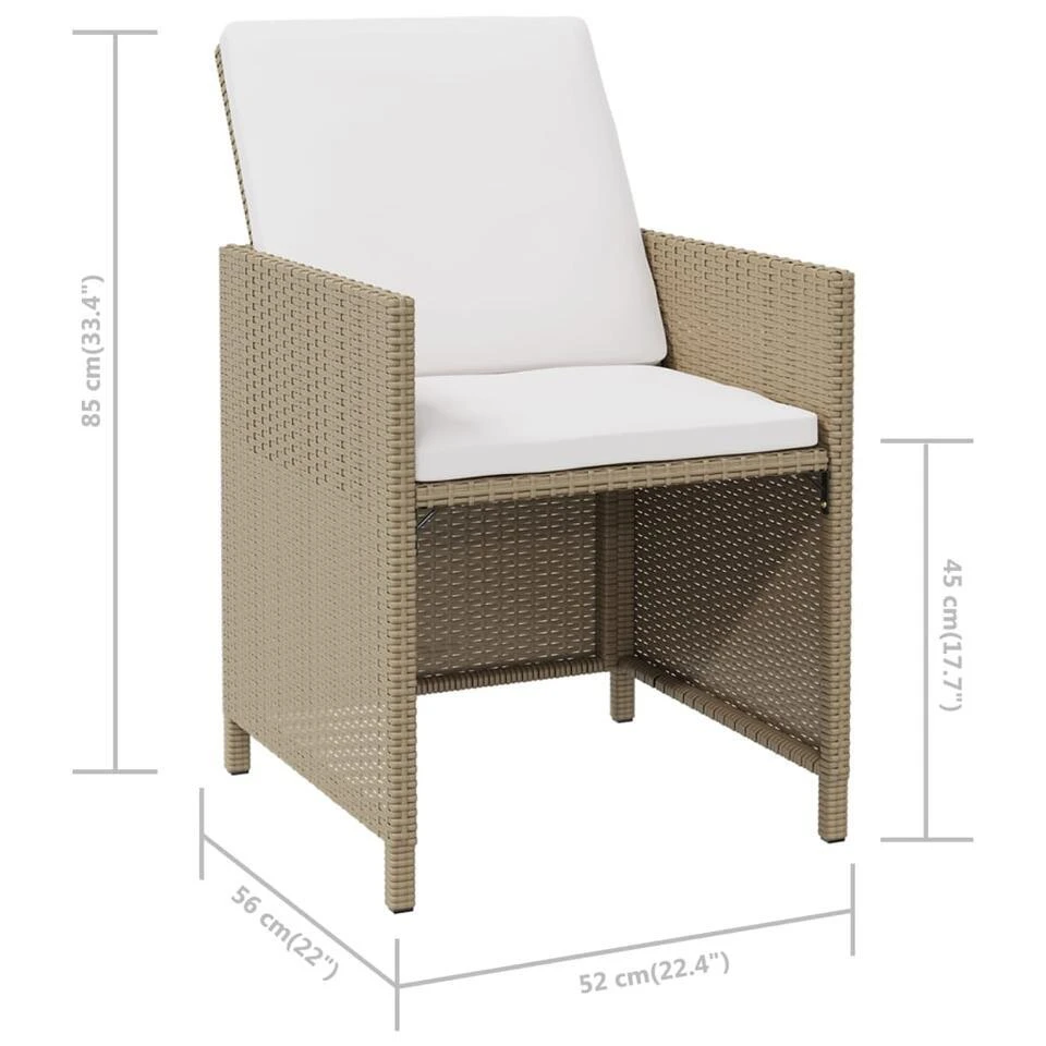 VidaXL - Tuinstoelen - Kussens - Beige - Poly Rattan - 4 Stuks 12 VidaXL - Tuinstoelen - Kussens - Beige - Poly Rattan - 4 Stuks - Afbeelding 10