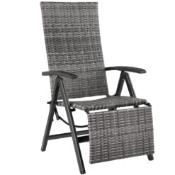 Tectake Wicker Tuinstoel Opklapbaar Met Aluminium Frame En Voetsteun, Grijs -VIDAXL Winkel 7ea8fef8622343fd9303cc0b86c8095a