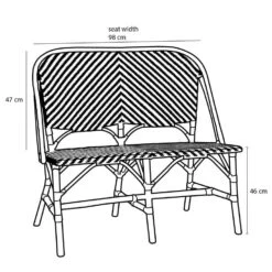 Mica Decorations Mandox Bank - L98 X B60 X H93 Cm - Rotan - Zwart, Wit -VIDAXL Winkel 8176d68b2cb341f89384bcf9ffccd7eb