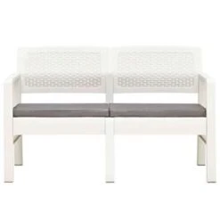 VidaXL Tuinbank 2-zits Met Kussens 120 Cm Kunststof Wit -VIDAXL Winkel 835566e7ba10440fa44c020b8a26a7ef