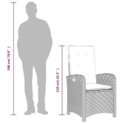 VidaXL - Verstelbare Tuinstoel Met Kussens - Grijs - Poly Rattan -VIDAXL Winkel 87db9beb35d242718d3726edf2543a6c