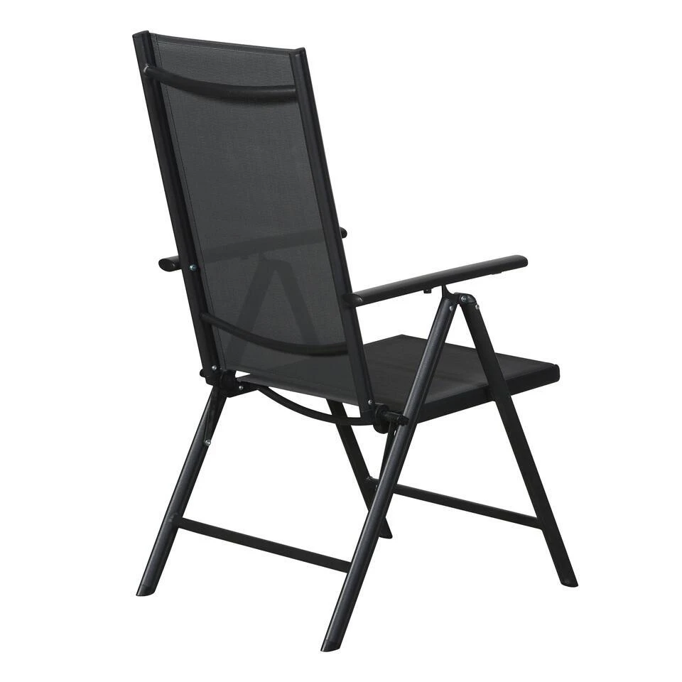 Hioshop Kelly 1 X Tuinstoel- Verstelbare Rug- 7 Posities- Zwart/grijs 6 Hioshop Kelly 1 X Tuinstoel- Verstelbare Rug- 7 Posities- Zwart/grijs - Afbeelding 4