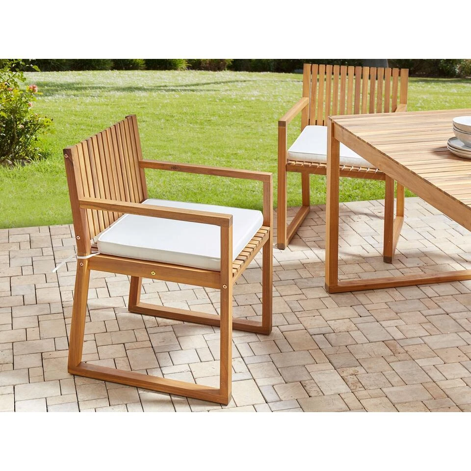 SASSARI II - Tuinset Voor 8 - Lichthout/Wit - FSC Acaciahout 6 SASSARI II - Tuinset Voor 8 - Lichthout/Wit - FSC Acaciahout - Afbeelding 4