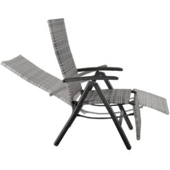 Tectake Wicker Tuinstoel Opklapbaar Met Aluminium Frame En Voetsteun, Grijs -VIDAXL Winkel 8ed4062b1df5442a985b683a4829aa2e