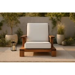 Svea - Soraya Loungestoel - Acaciahout - Naturel/wit -VIDAXL Winkel 8fd64fb190bf415a823a534b35a6b353