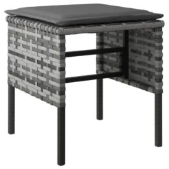 VidaXL - 6-delige Tuinset Met Kussens 4 Krukken - Grijs - PE-rattan - 90x90 Cm -VIDAXL Winkel 901f8f2c16b544d48204c123ae20d140