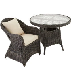 Tectake® - 2 Luxe Wicker Stoelen - Fauteuils - Zachte Kussens - Grijs - 403682 -VIDAXL Winkel 93936e1bd1b5493b9b38470a56c1e92b