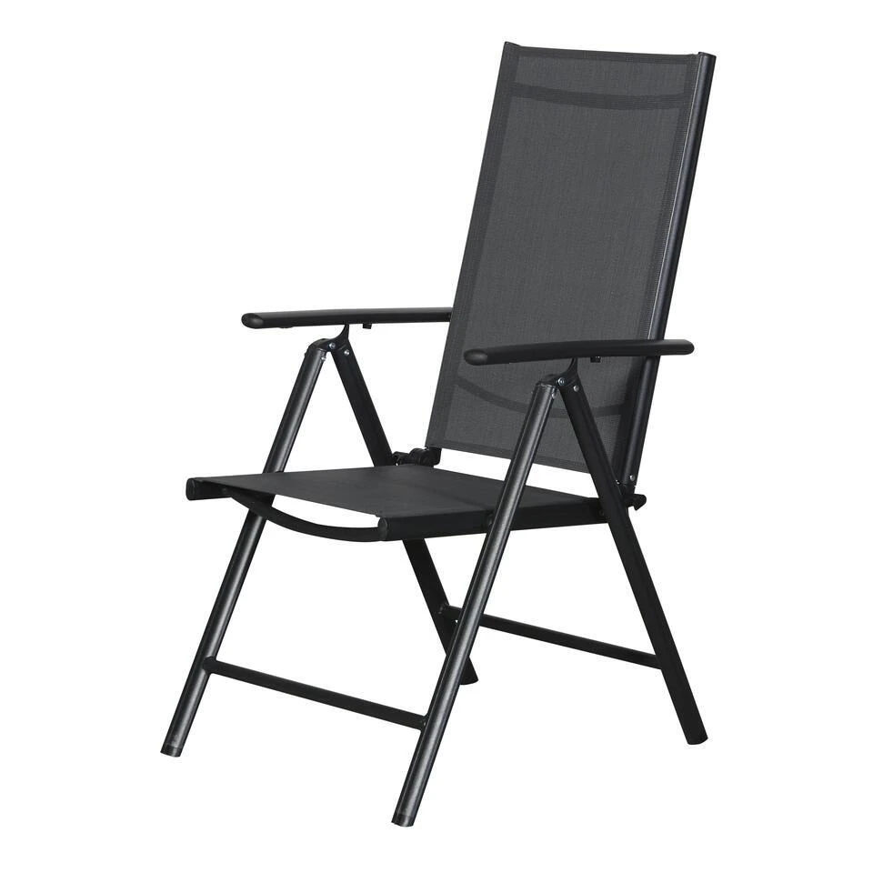 Hioshop Kelly 1 X Tuinstoel- Verstelbare Rug- 7 Posities- Zwart/grijs 7 Hioshop Kelly 1 X Tuinstoel- Verstelbare Rug- 7 Posities- Zwart/grijs - Afbeelding 5