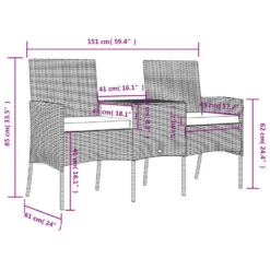 VidaXL - Tuinbank 2-zits Met Tafeltje - Antraciet - Poly Rattan -VIDAXL Winkel 965bcb311c0d4745bc656119966a13c6