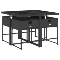 VidaXL - 5-delige Tuinset Wit Kussens - Zwart - PE Rattan En Glas - 110x106 Cm -VIDAXL Winkel 96ae9928094441b1b90f00992a660e13