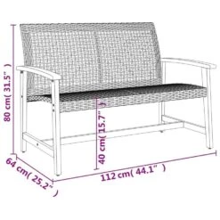 VidaXL - Tuinbank - Zwart - Poly Rattan En Acaciahout - 112 Cm -VIDAXL Winkel 98b8ec791d224ee79c90606cb1f2858d