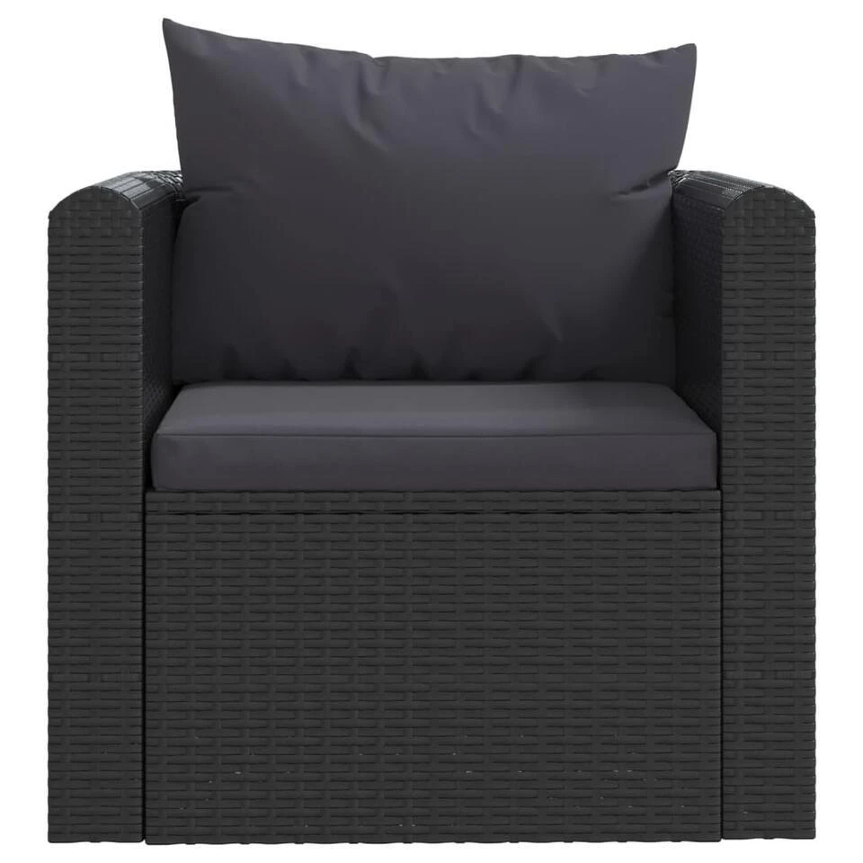 VidaXL Fauteuil Met Kussens Poly Rattan Zwart 5 VidaXL Fauteuil Met Kussens Poly Rattan Zwart - Afbeelding 3