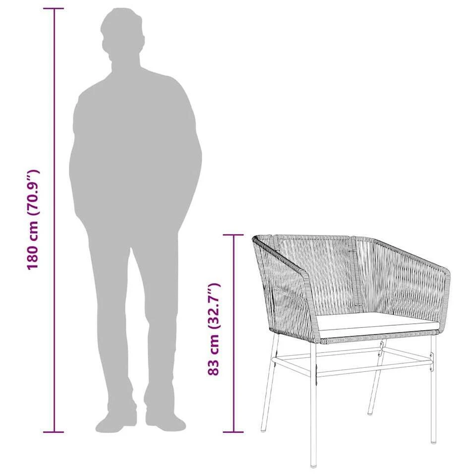 VidaXL - 5-zits Tuinset Grijs Kussens - Zwart PE Rattan En Staal - 160x80 Cm 13 VidaXL - 5-zits Tuinset Grijs Kussens - Zwart PE Rattan En Staal - 160x80 Cm - Afbeelding 11