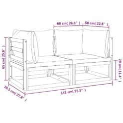 VidaXL - Hoekbanken Sectioneel - Taupe - Acaciahout - 2 Stuks -VIDAXL Winkel a1c8e7d89c7644cc975eadefab2799d3