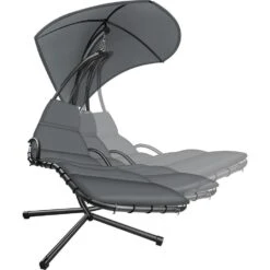 Tectake Hangstoel Elaria Met Zonnedak En Zijvak, Grijs -VIDAXL Winkel a37a3c83c60145dc9a707266dbce3e0c
