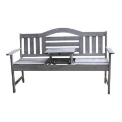 SenS-Line Nevada Tuinbank Met Uitklapbaar Tafeltje - Grijs - 150 Cm - Meranti H -VIDAXL Winkel a52cdc5c5c7943a580a8d55d99d3c66f